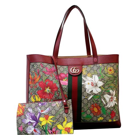 gucci red flower bag|gucci large tote bags.